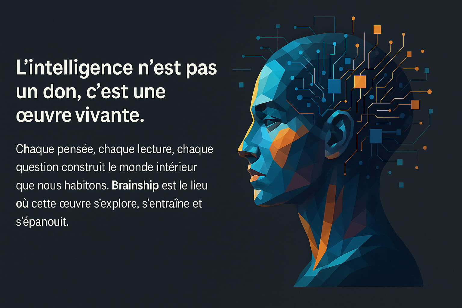 Illustration symbolisant le développement de l’intelligence et la croissance cognitive humaine, concept Brainship