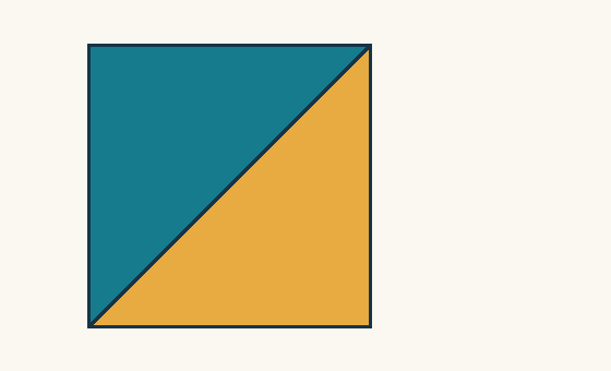 Deux petits triangles identiques assemblés en carré.